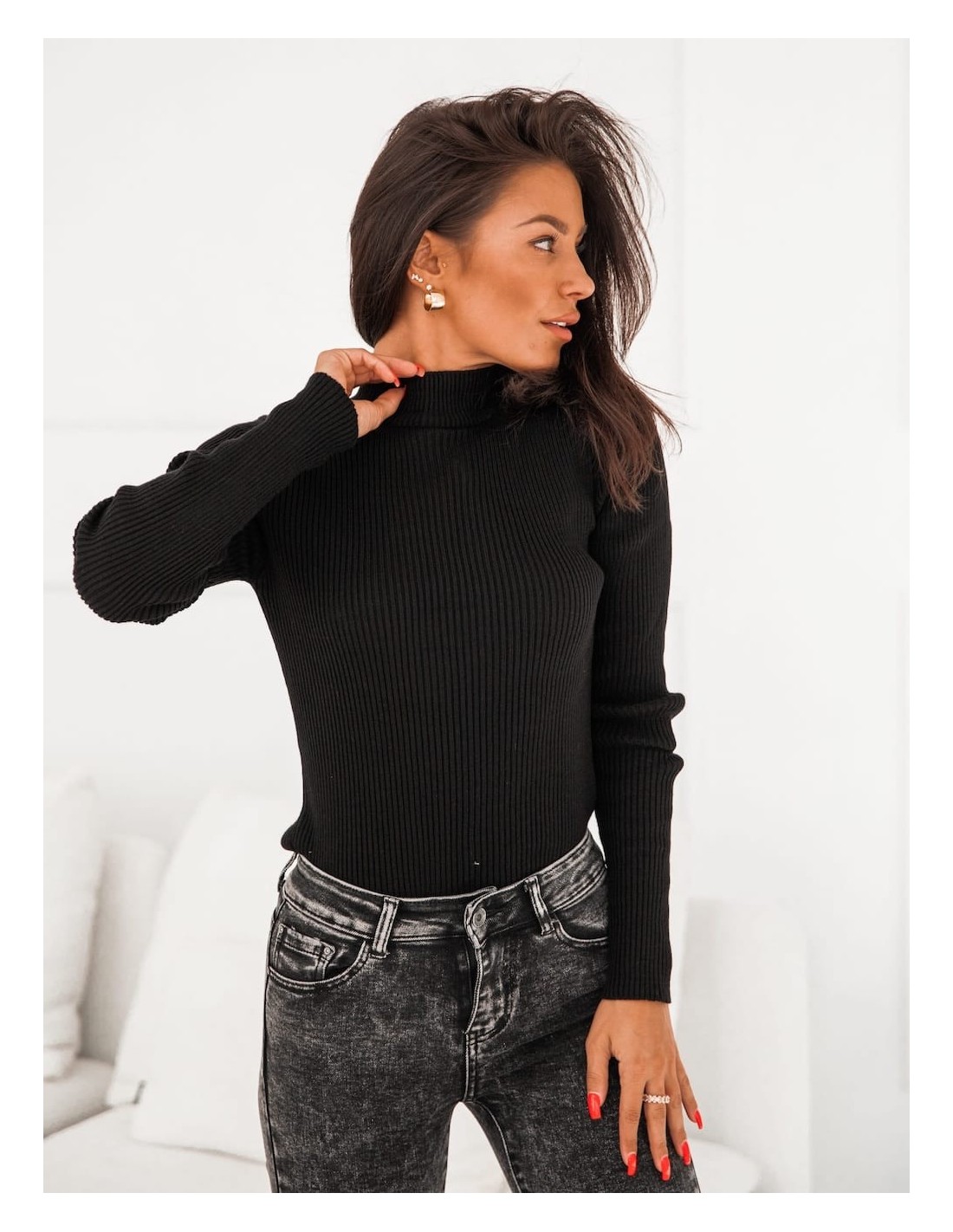 Women\'s fitted black turtleneck 3212024 - Online store - Boutique